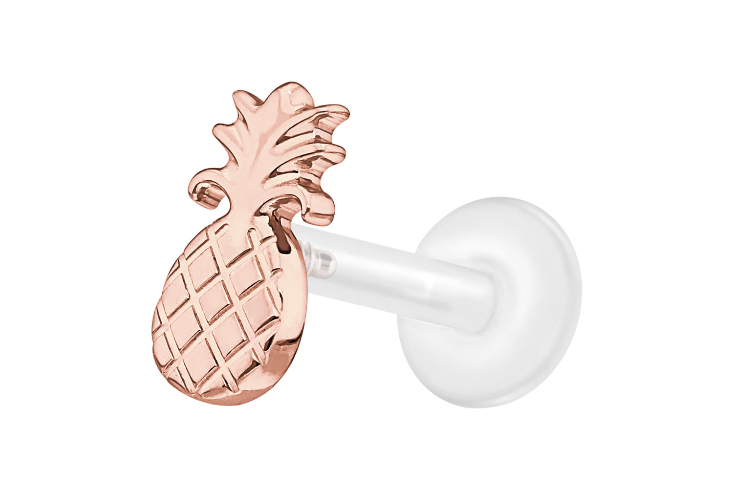 PTFE Labret Piercing mit Innengewinde + Titan-Aufsatz ANANAS